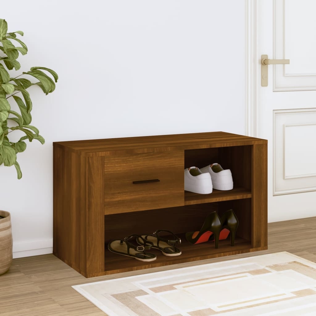 VidaXL Schoenenkast 80x35x45 cm bewerkt hout bruineikenkleurig
