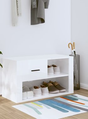 VidaXL Schoenenkast 80x35x45 cm bewerkt hout hoogglans wit
