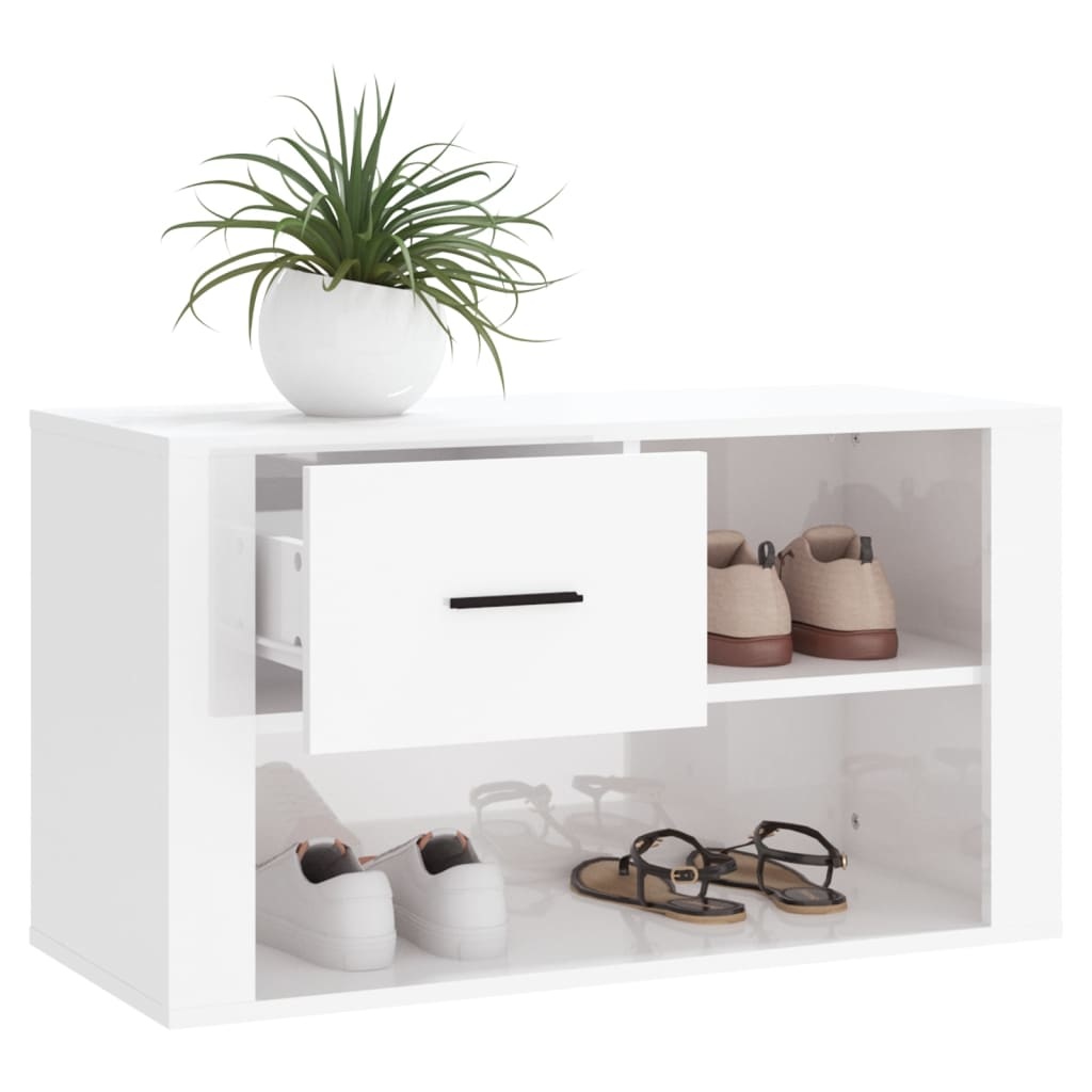 VidaXL Schoenenkast 80x35x45 cm bewerkt hout hoogglans wit