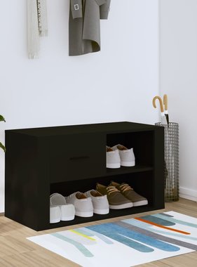 VidaXL Schoenenkast 80x35x45 cm bewerkt hout zwart