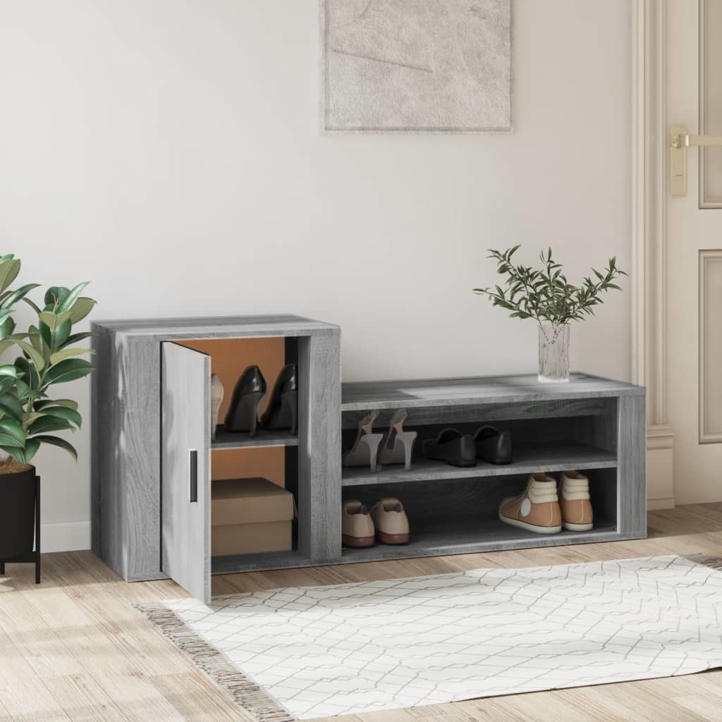 VidaXL Schoenenkast 130x35x54 cm bewerkt hout grijs sonoma