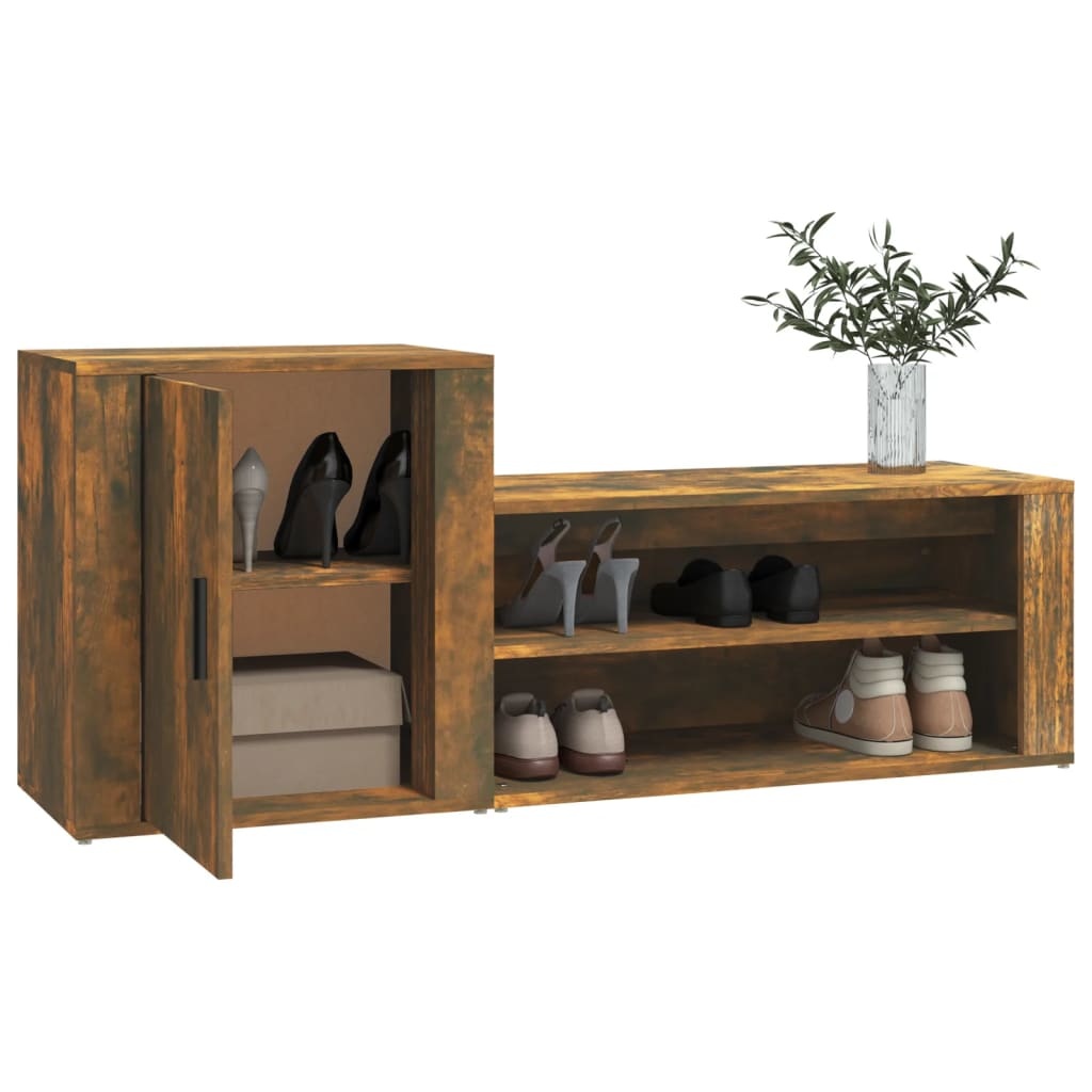 VidaXL Schoenenkast 130x35x54 cm bewerkt hout gerookt eikenkleurig