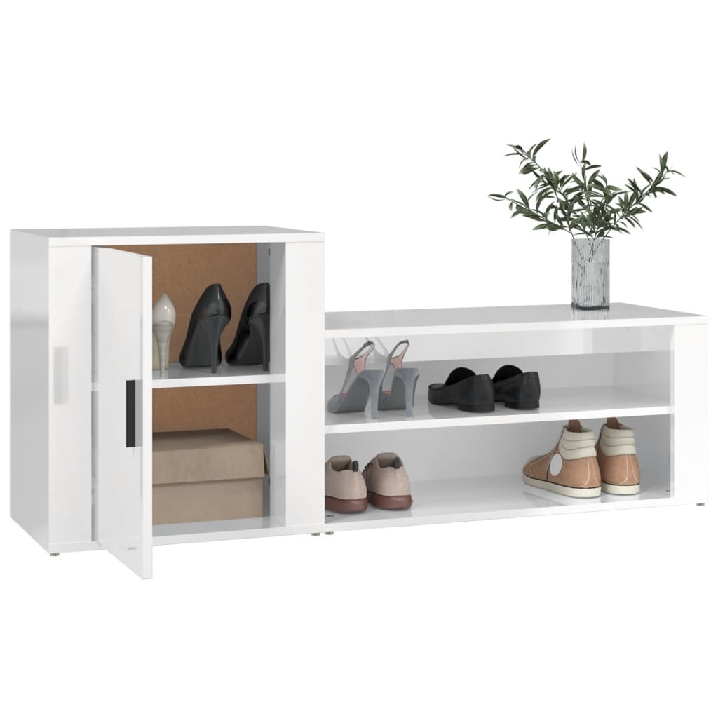 VidaXL Schoenenkast 130x35x54 cm bewerkt hout hoogglans wit
