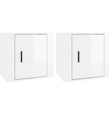 VidaXL Nachtkastjes 2 st 50x39x47 cm hoogglans wit