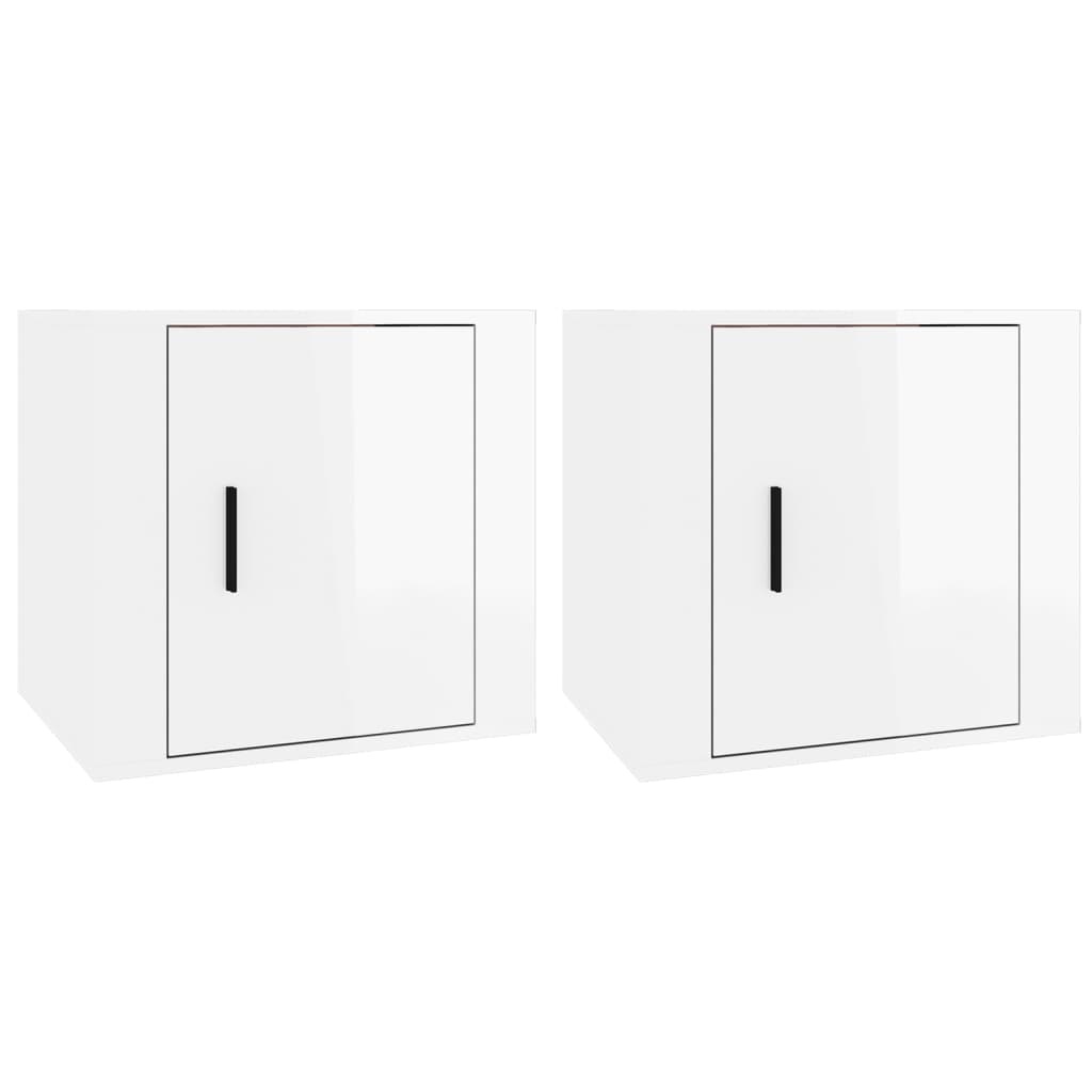 VidaXL Nachtkastjes 2 st 50x39x47 cm hoogglans wit
