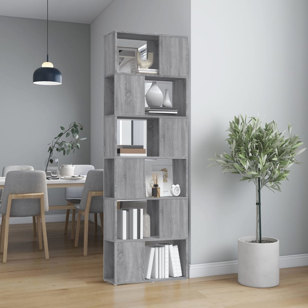 VidaXL Boekenkast/kamerscherm 60x24x186 cm grijs sonoma eiken