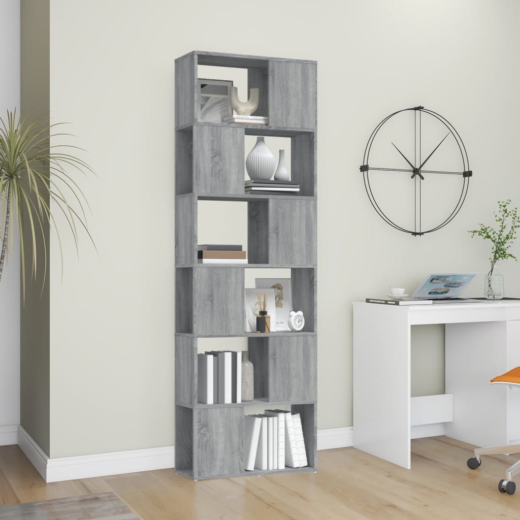 VidaXL Boekenkast/kamerscherm 60x24x186 cm grijs sonoma eiken