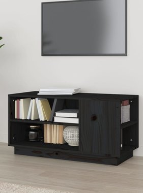 VidaXL Tv-meubel 80x35x40,5 cm massief grenenhout zwart