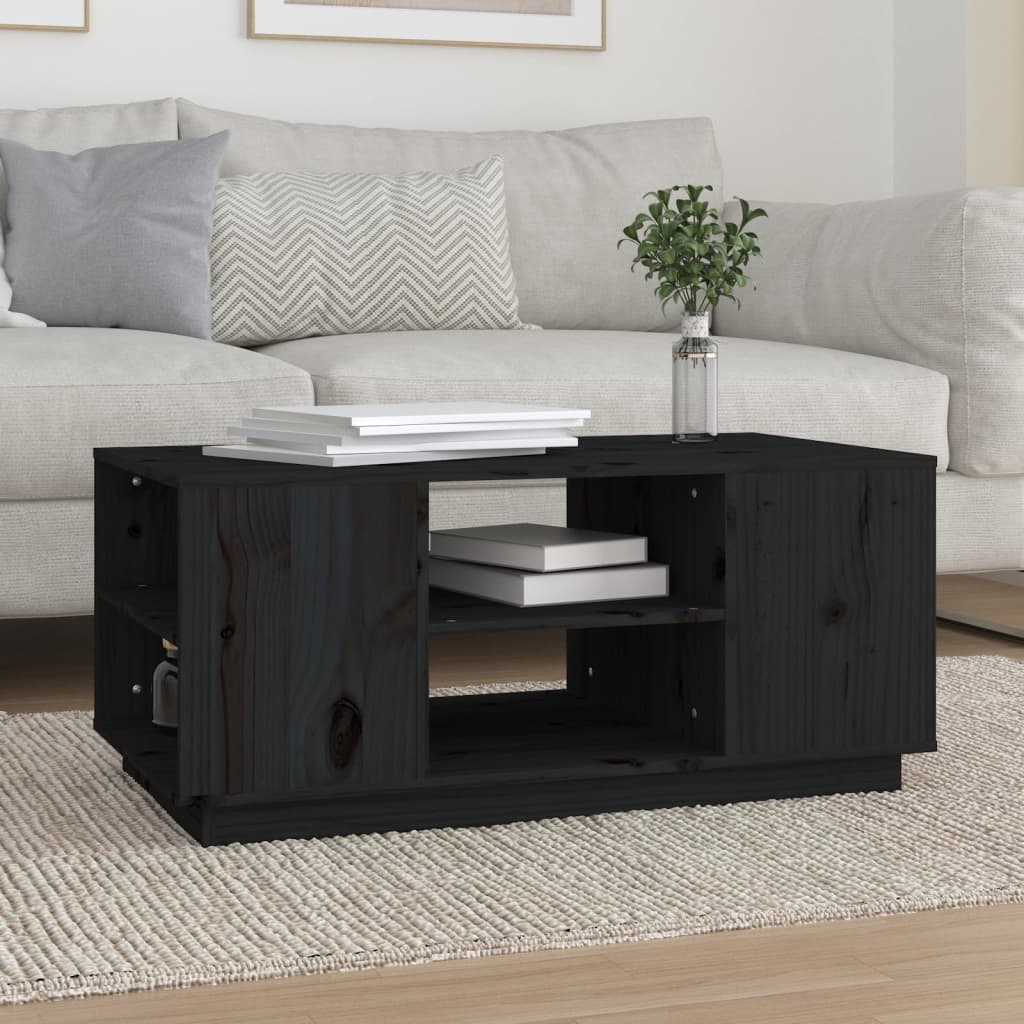 VidaXL Salontafel 90x49x40,5 cm massief grenenhout zwart