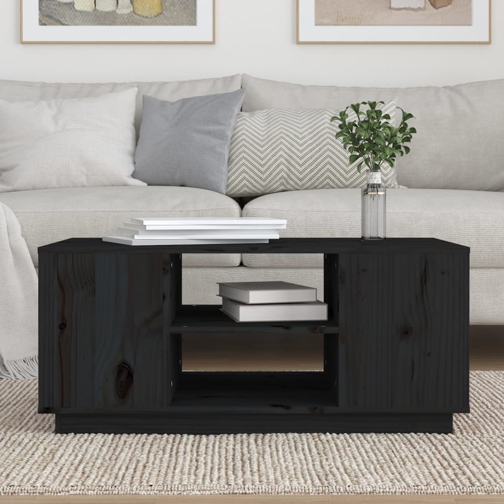 VidaXL Salontafel 90x49x40,5 cm massief grenenhout zwart