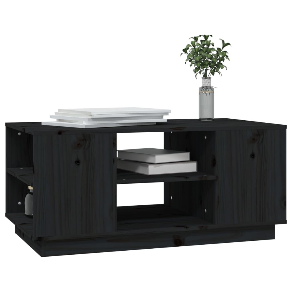 VidaXL Salontafel 90x49x40,5 cm massief grenenhout zwart