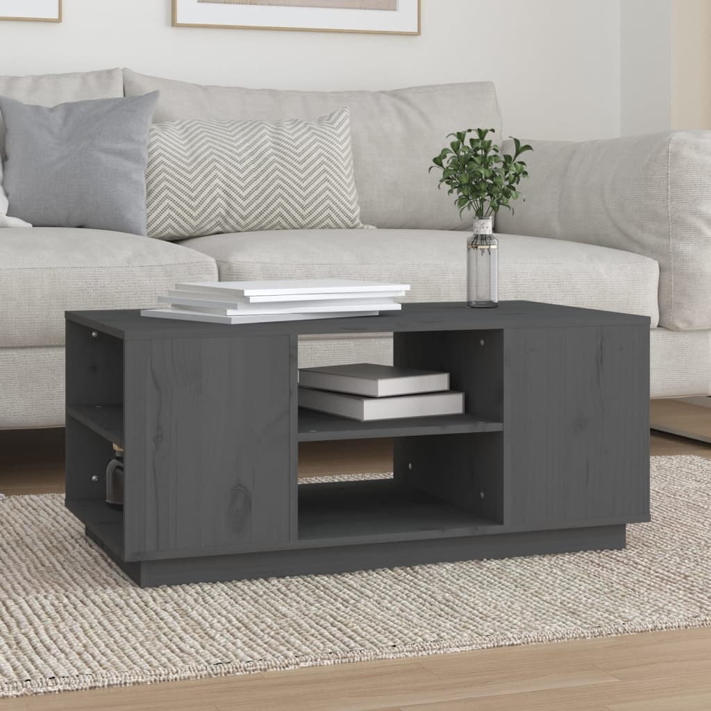VidaXL Salontafel 90x49x40,5 cm massief grenenhout grijs