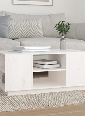 VidaXL Salontafel 90x49x40,5 cm massief grenenhout wit