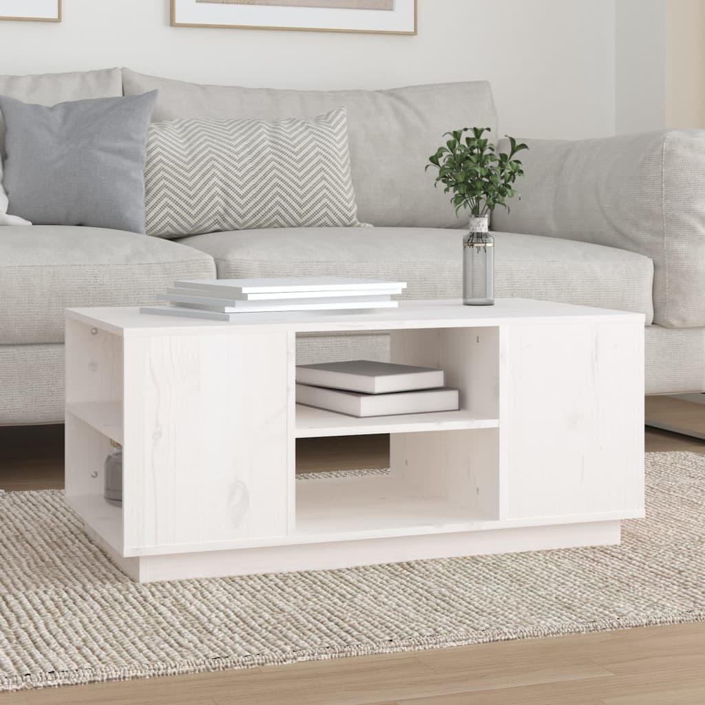 VidaXL Salontafel 90x49x40,5 cm massief grenenhout wit