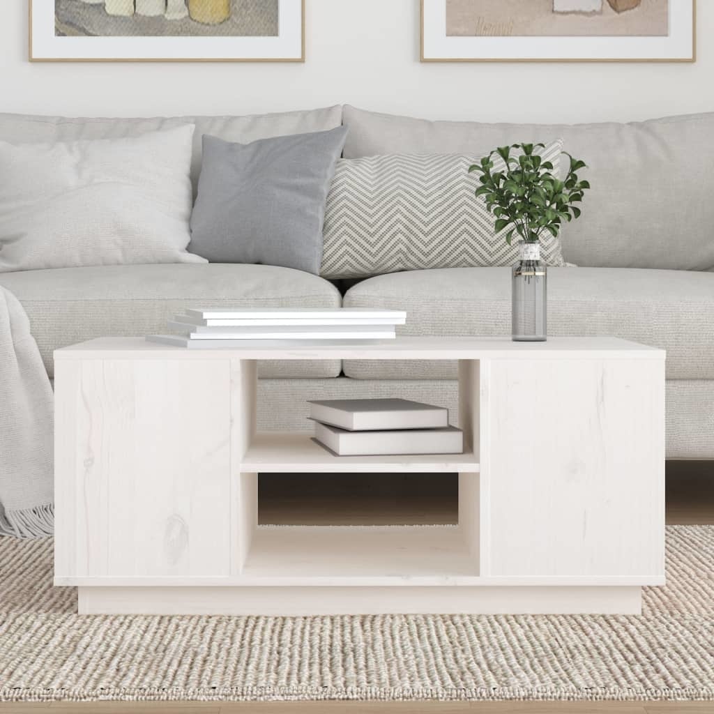 VidaXL Salontafel 90x49x40,5 cm massief grenenhout wit