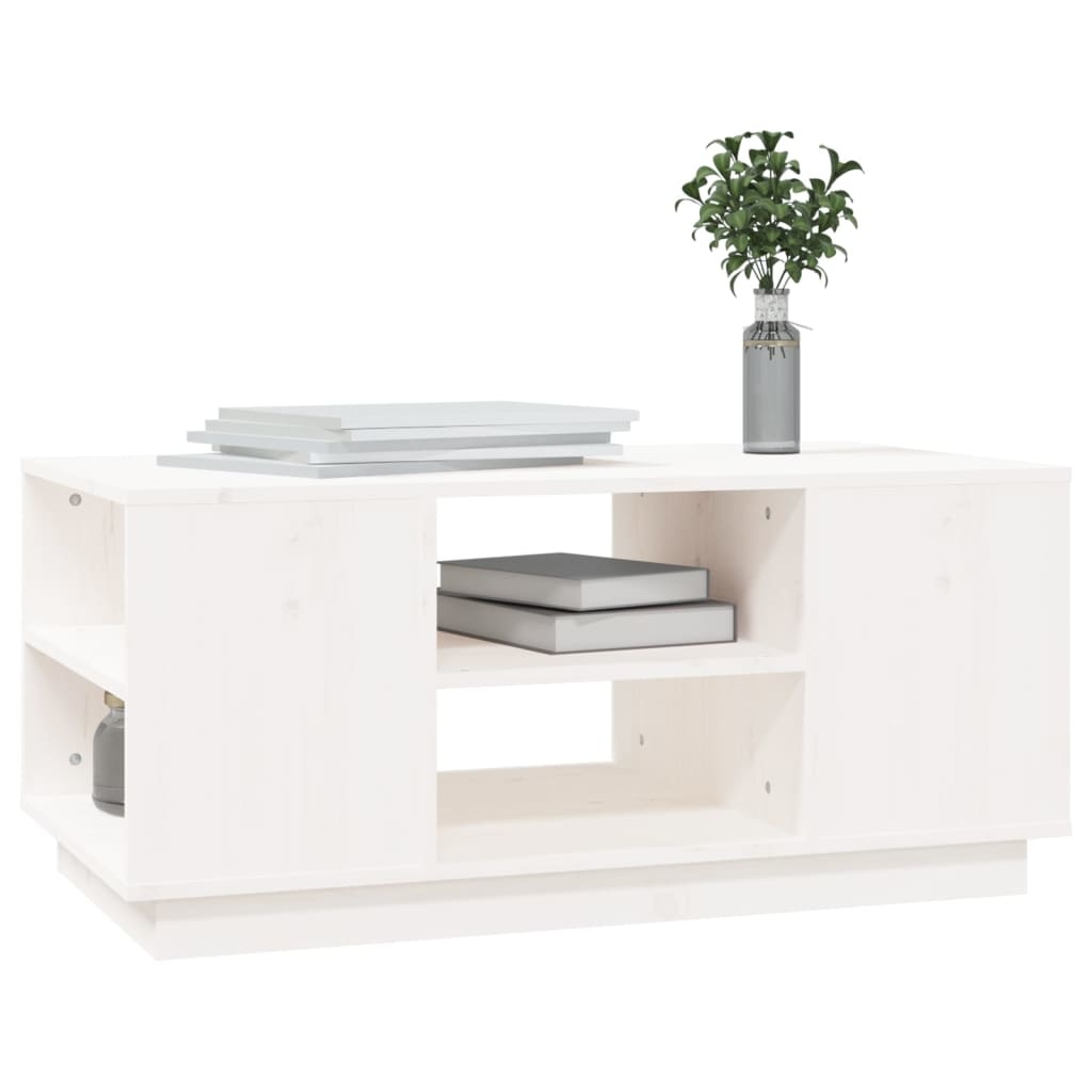 VidaXL Salontafel 90x49x40,5 cm massief grenenhout wit