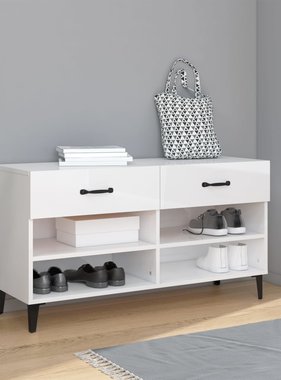 VidaXL Schoenenkast 102x35x55 cm bewerkt hout hoogglans wit