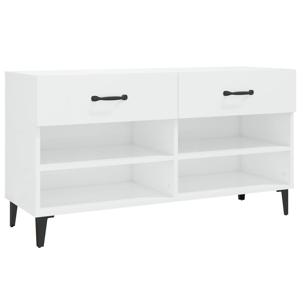 VidaXL Schoenenkast 102x35x55 cm bewerkt hout hoogglans wit
