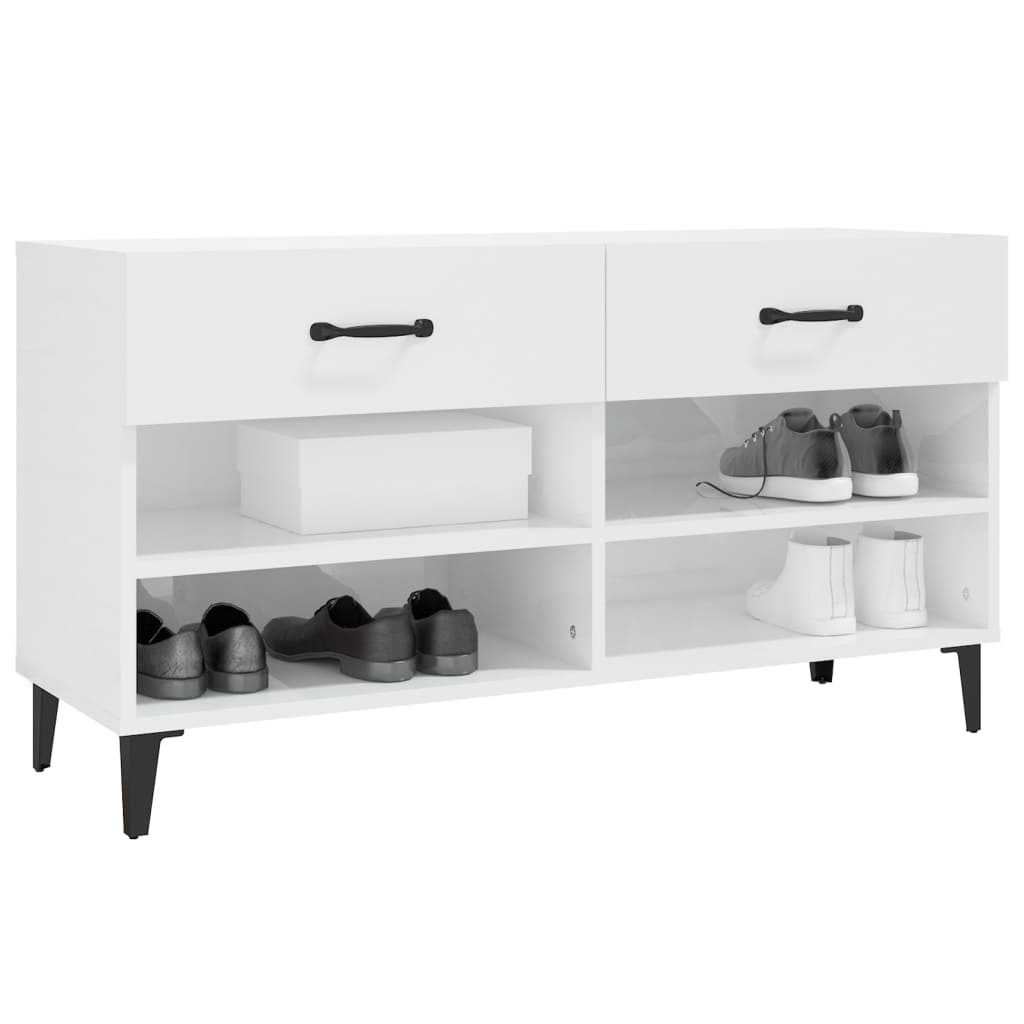 VidaXL Schoenenkast 102x35x55 cm bewerkt hout hoogglans wit