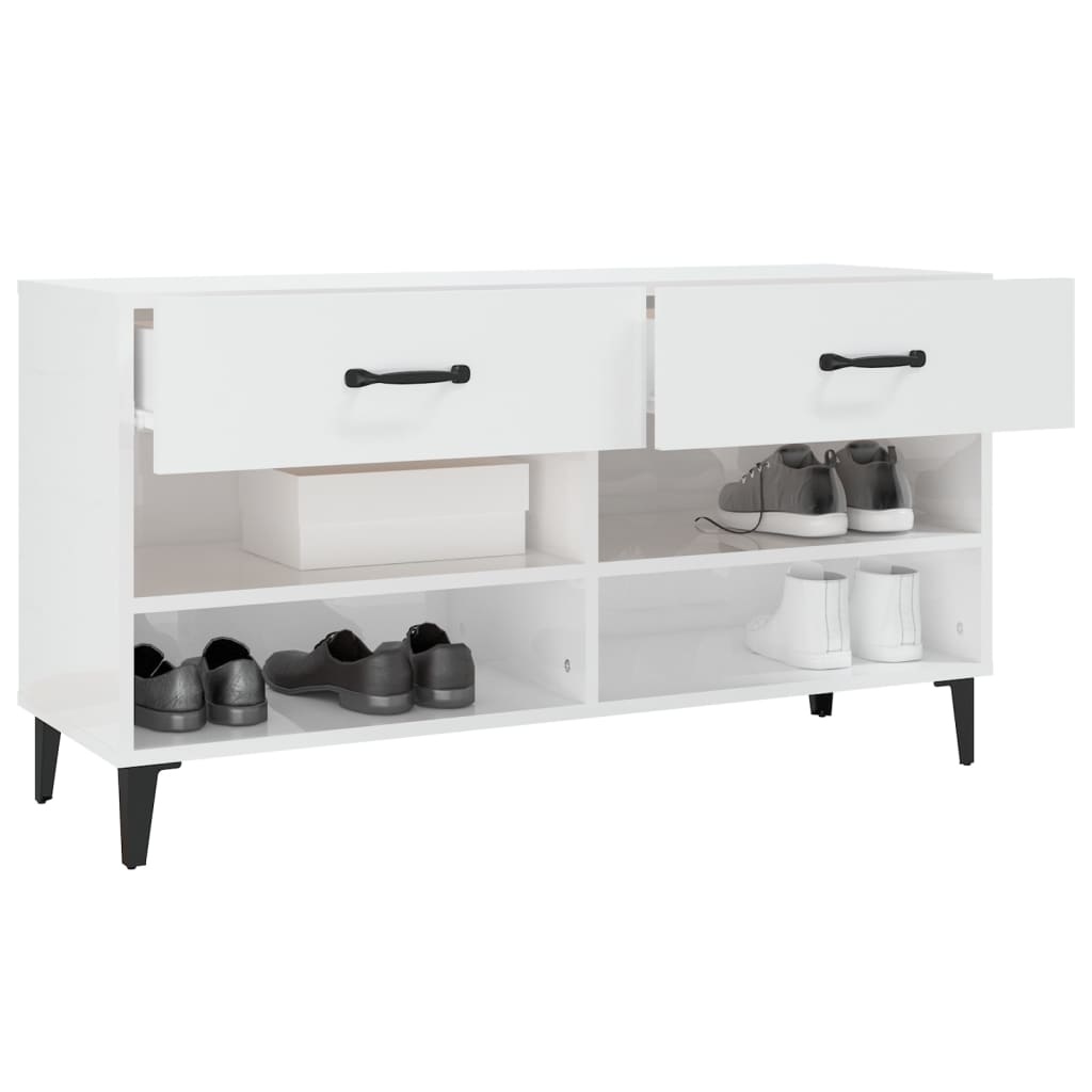 VidaXL Schoenenkast 102x35x55 cm bewerkt hout hoogglans wit