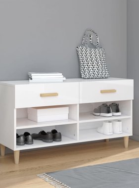 VidaXL Schoenenkast 102x35x55 cm bewerkt hout hoogglans wit