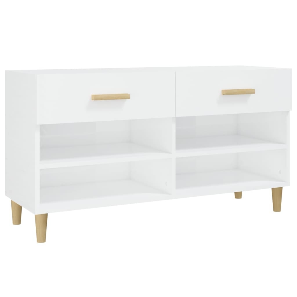 VidaXL Schoenenkast 102x35x55 cm bewerkt hout hoogglans wit