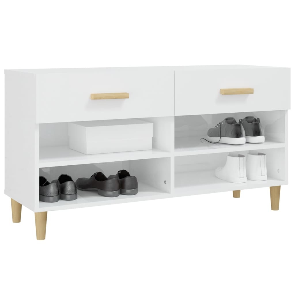 VidaXL Schoenenkast 102x35x55 cm bewerkt hout hoogglans wit