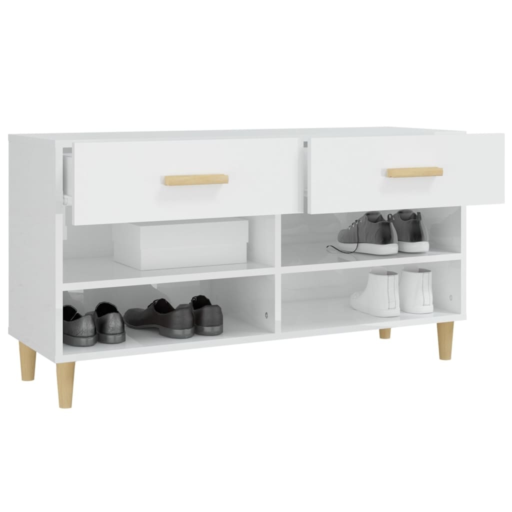 VidaXL Schoenenkast 102x35x55 cm bewerkt hout hoogglans wit