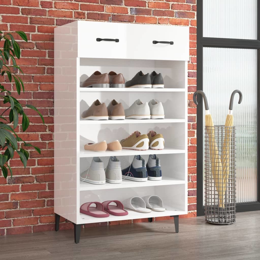 VidaXL Schoenenkast 60x35x105 cm bewerkt hout hoogglans wit