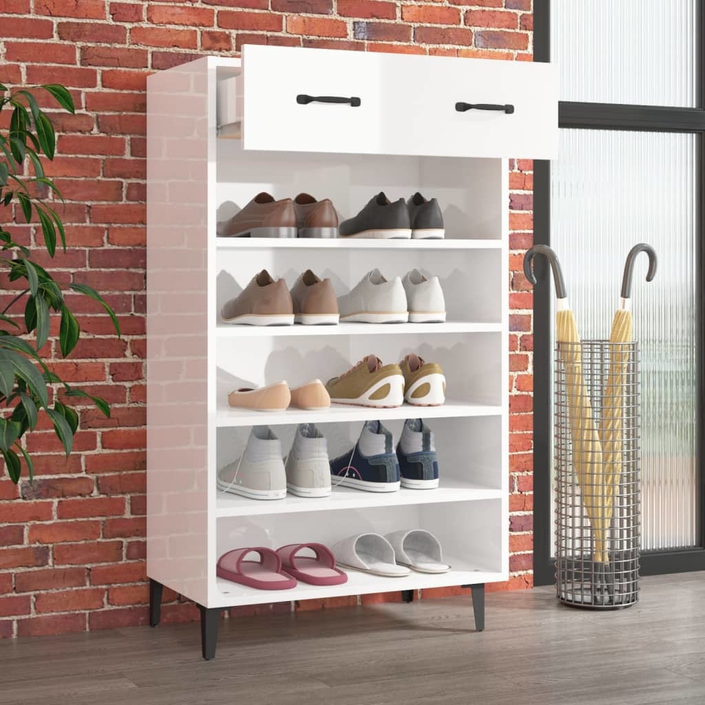 VidaXL Schoenenkast 60x35x105 cm bewerkt hout hoogglans wit