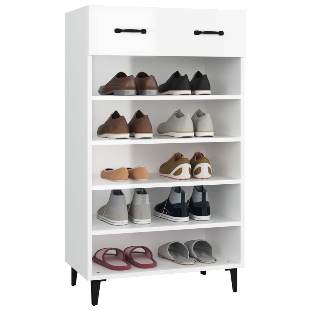 VidaXL Schoenenkast 60x35x105 cm bewerkt hout hoogglans wit