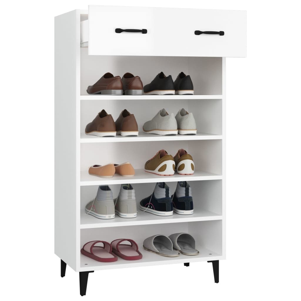 VidaXL Schoenenkast 60x35x105 cm bewerkt hout hoogglans wit