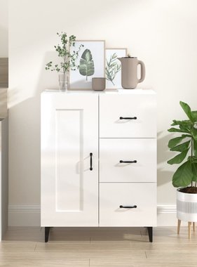 VidaXL Dressoir 69,5x34x90 cm bewerkt hout hoogglans wit