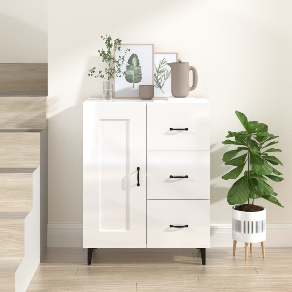 VidaXL Dressoir 69,5x34x90 cm bewerkt hout hoogglans wit