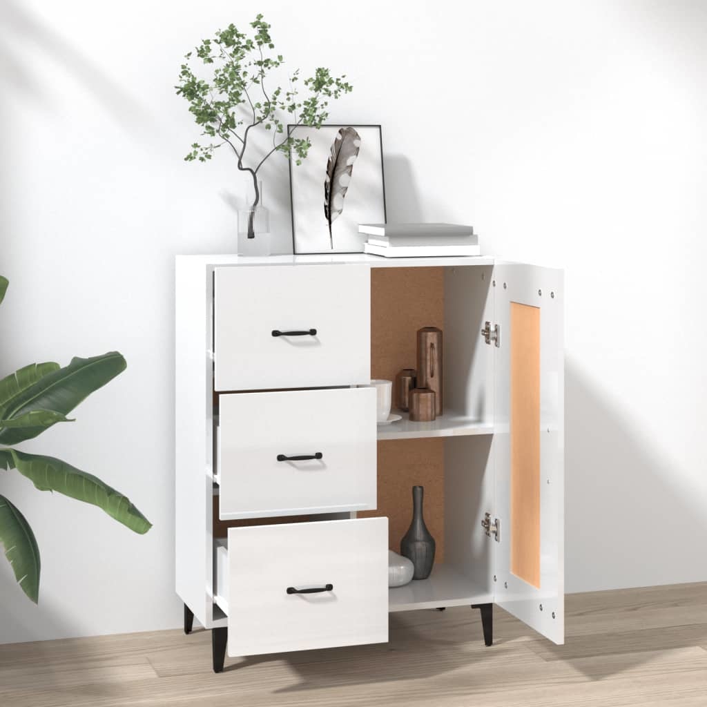 VidaXL Dressoir 69,5x34x90 cm bewerkt hout hoogglans wit