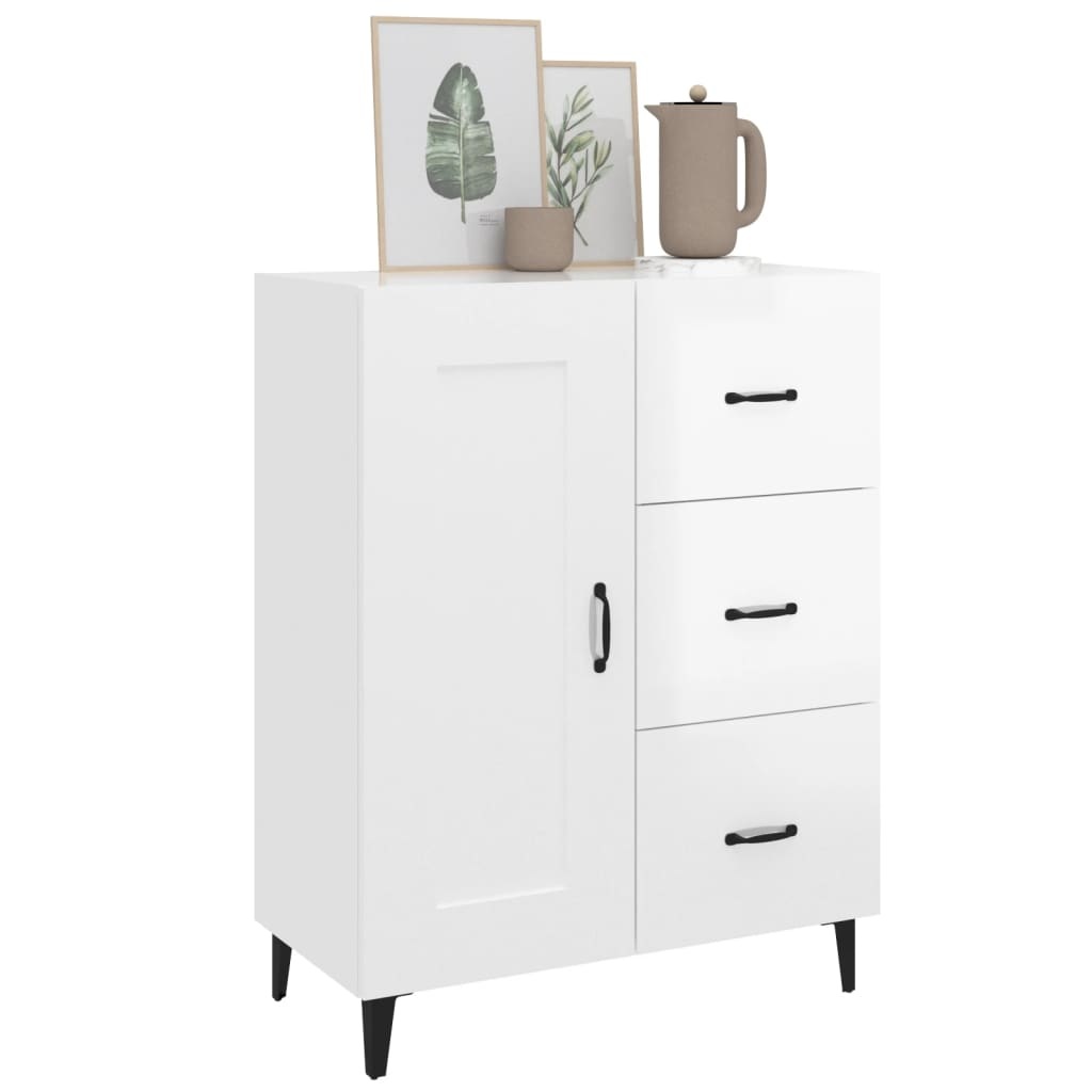 VidaXL Dressoir 69,5x34x90 cm bewerkt hout hoogglans wit