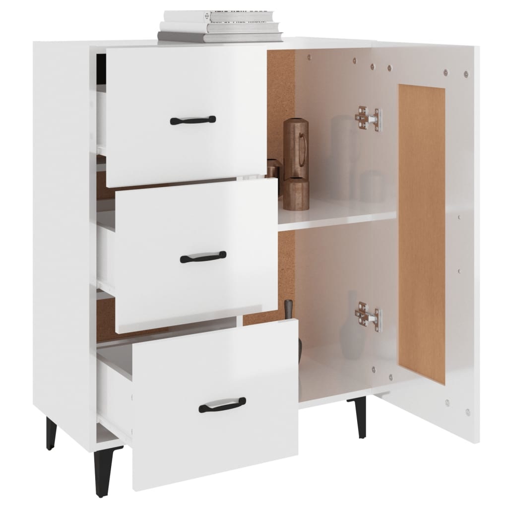 VidaXL Dressoir 69,5x34x90 cm bewerkt hout hoogglans wit