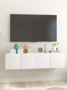 vidaXL TV-hangkasten 2 st 60x30x30 cm hoogglans wit