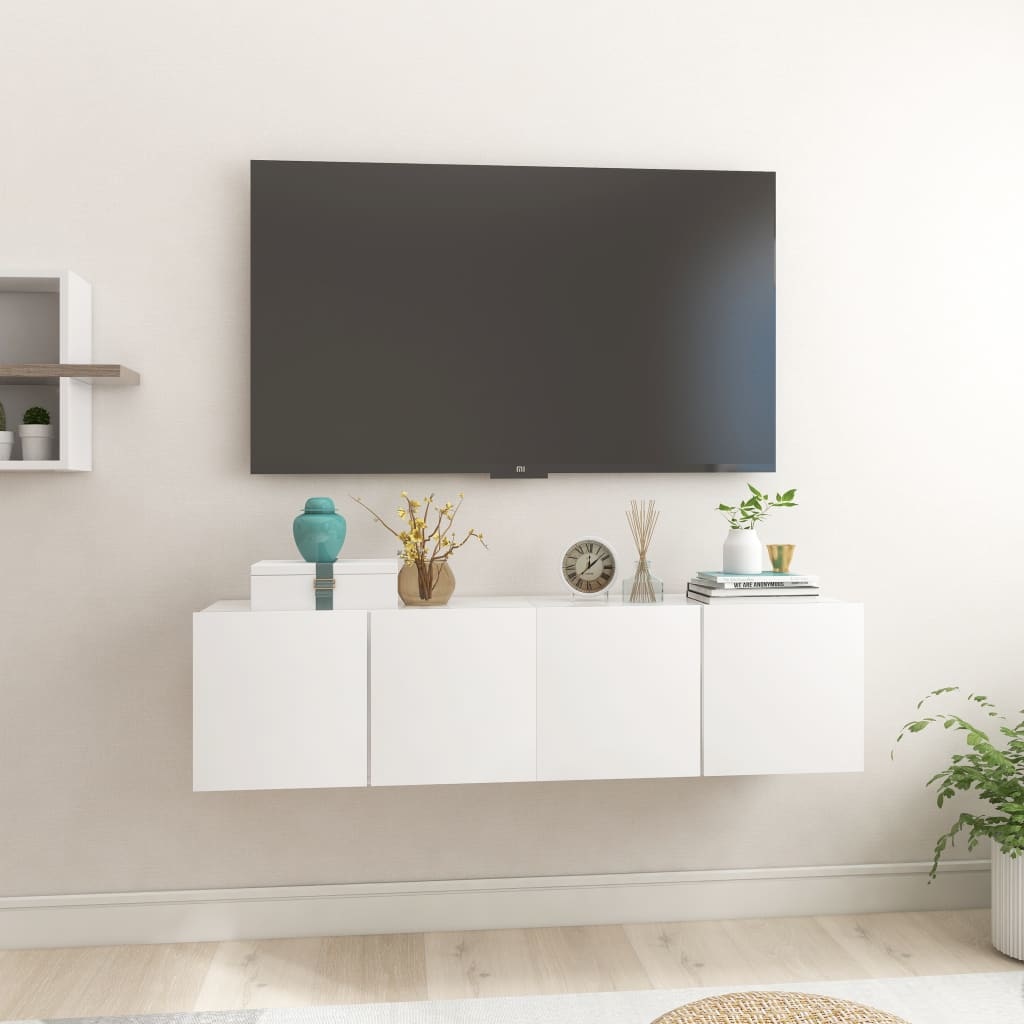 VidaXL TV-hangkasten 2 st 60x30x30 cm hoogglans wit