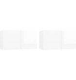 VidaXL TV-hangkasten 2 st 60x30x30 cm hoogglans wit