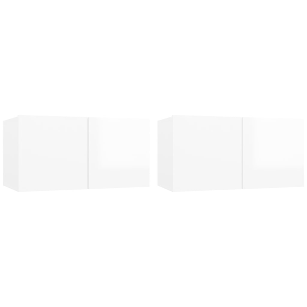 VidaXL TV-hangkasten 2 st 60x30x30 cm hoogglans wit