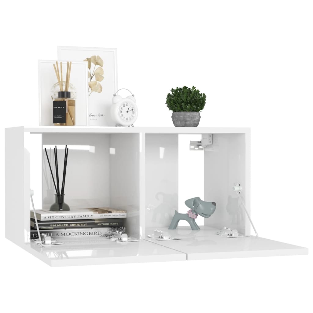 VidaXL TV-hangkasten 2 st 60x30x30 cm hoogglans wit
