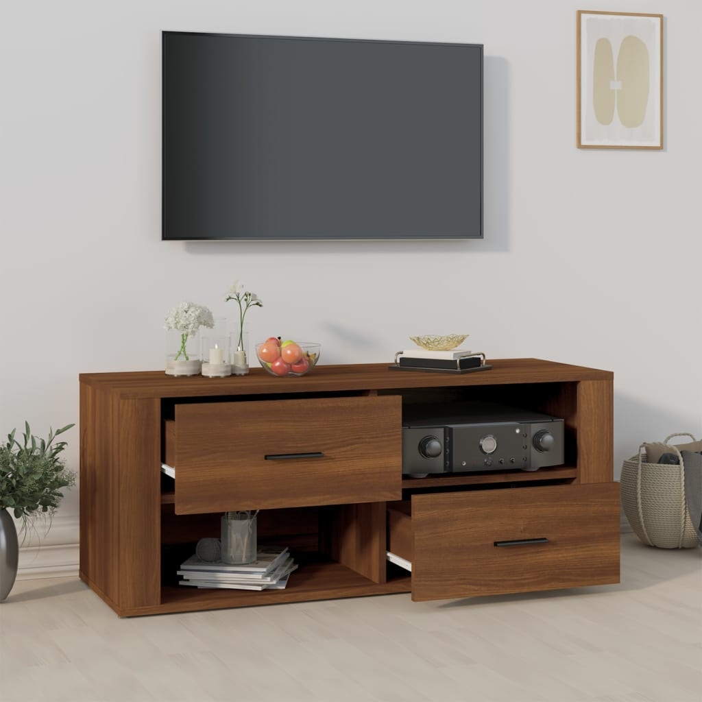 VidaXL Tv-meubel 100x35x40 cm bewerkt hout bruineikenkleurig