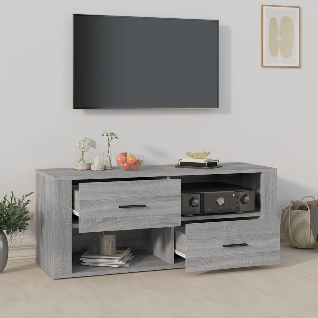 VidaXL Tv-meubel 100x35x40 cm bewerkt hout grijs sonoma eikenkleurig