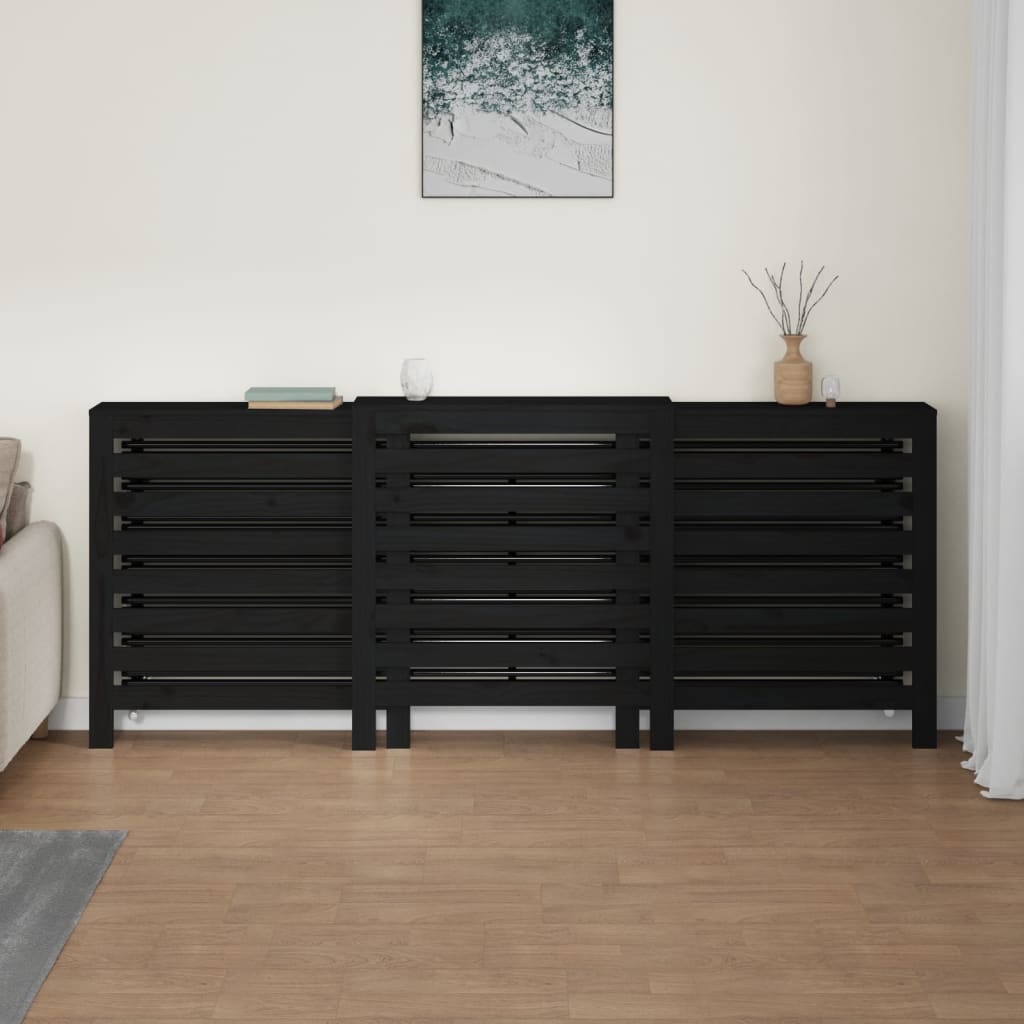 vidaXL Radiatorombouw 210x21x85 cm massief grenenhout zwart