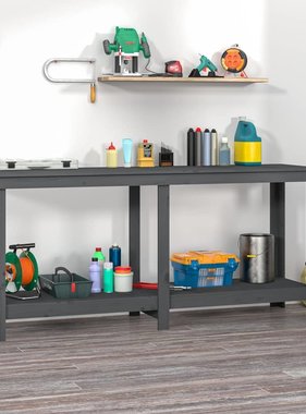 VidaXL Werkbank 180x50x80 cm massief grenenhout grijs