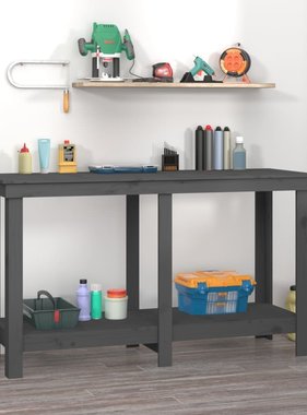 VidaXL Werkbank 140x50x80 cm massief grenenhout grijs