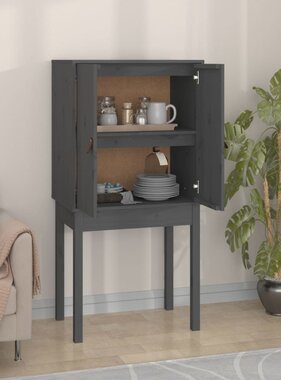 VidaXL Hoge kast 60x40x120 cm massief grenenhout grijs