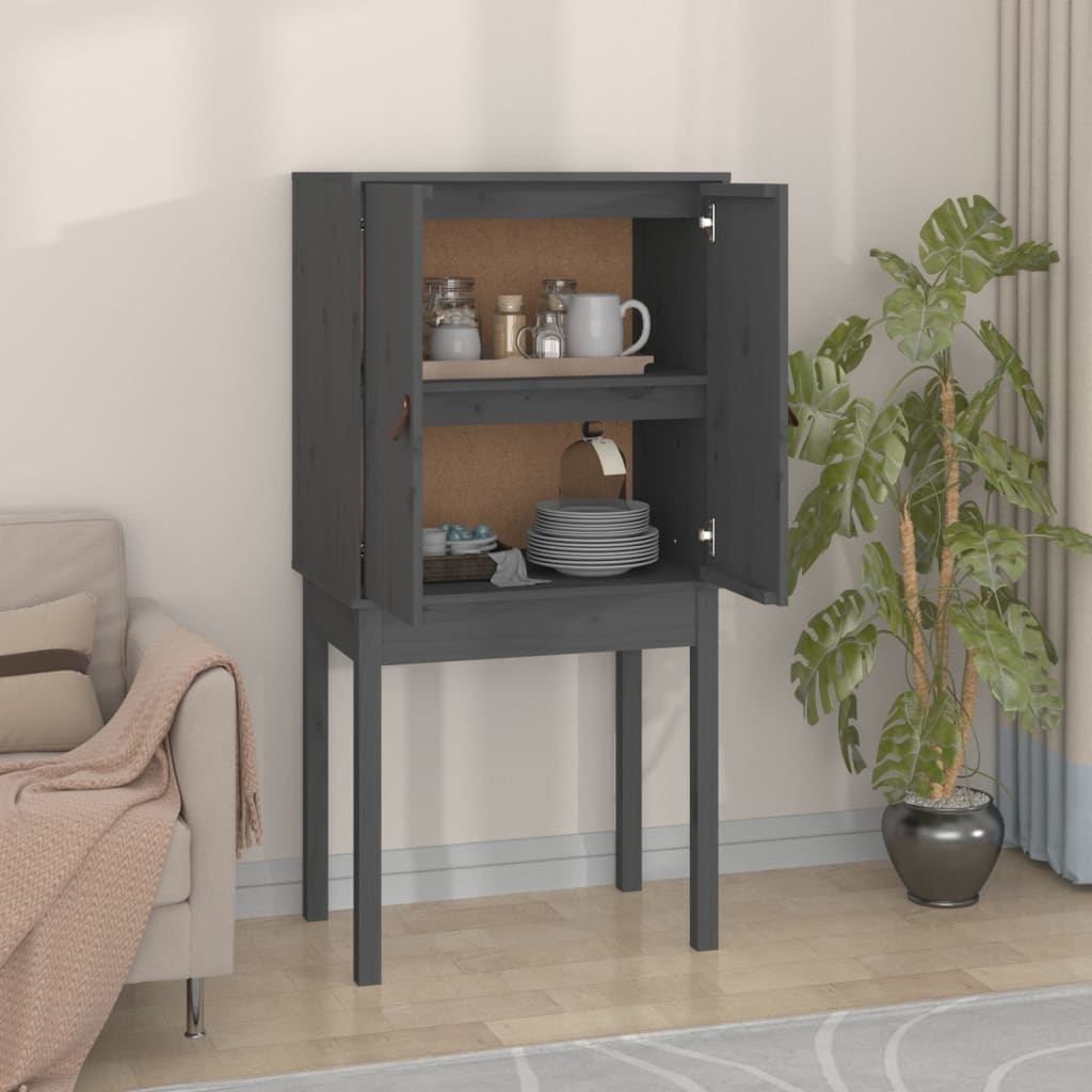 VidaXL Hoge kast 60x40x120 cm massief grenenhout grijs