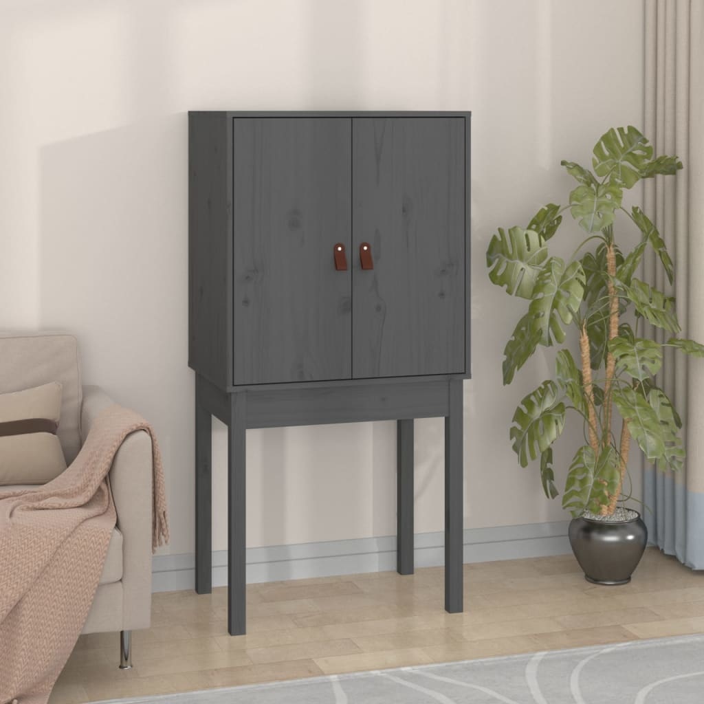 VidaXL Hoge kast 60x40x120 cm massief grenenhout grijs